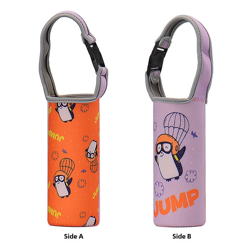 Insulated Cartoon Cup Sleeve Neoprene Simple Design Skydiving Penguin 