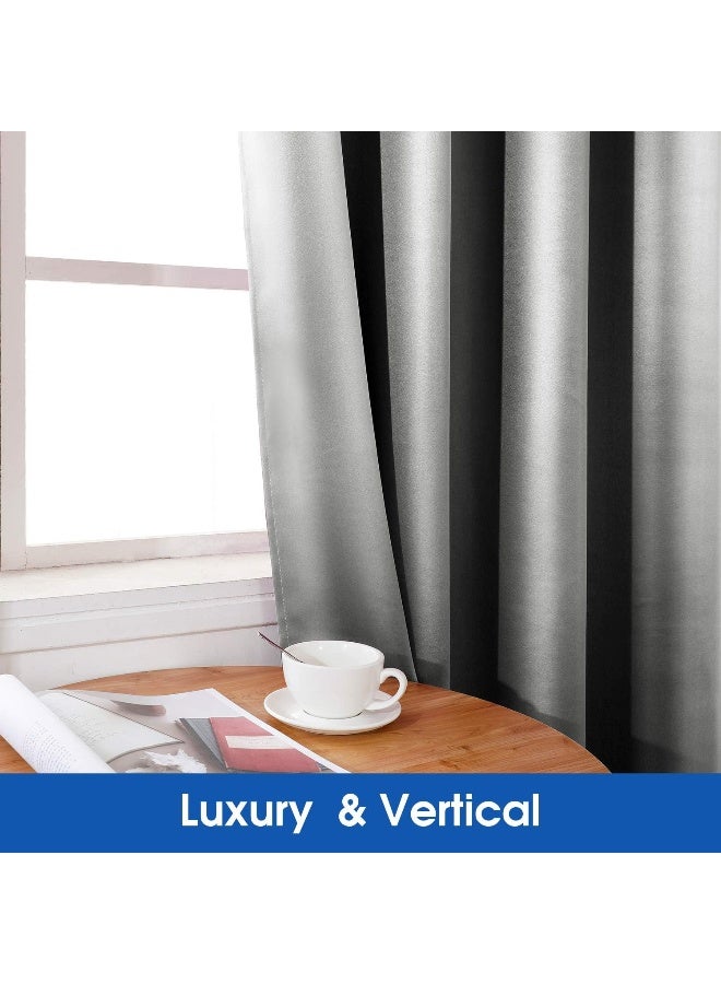 HOMEIDEAS HOMEIDEAS 2 Panels Silver Grey Faux Silk Curtains Gray Blackout Curtains for Bedroom 52 X 84 Inch Room Darkening Satin Drapes/Curtains, Thermal Insulated Blackout Window Curtains for Living Room - Image 3