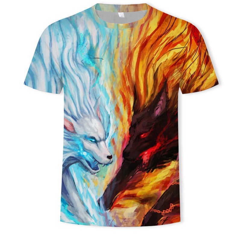 2024 Summer Explosions Trend Fox Wolf Men'S T-Shirt 3D Digital Printing Short Sleeve - Image 1