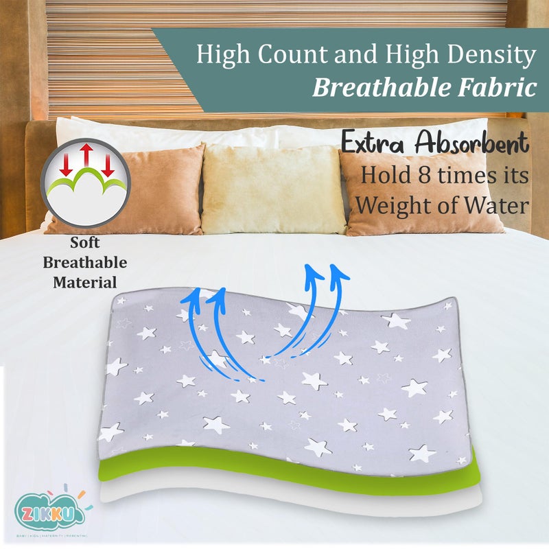 AHC Zikku Printed Dry Sheets for Baby Medium Size Soft |Comfortable |Extra Absorbency|Fast Dry (100x70 cm, Grey, Star Print) - Image 5