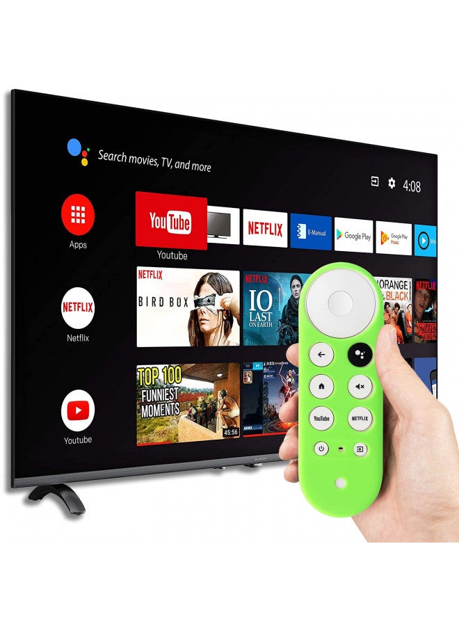 PINOWU 2pcs Remote Cover (Glow in The Dark) Compatible with 2020 Chromecast with Google TV Voice Remote, Pinowu Anti Slip Silicone Case Cover (Green and Blue) - Image 3
