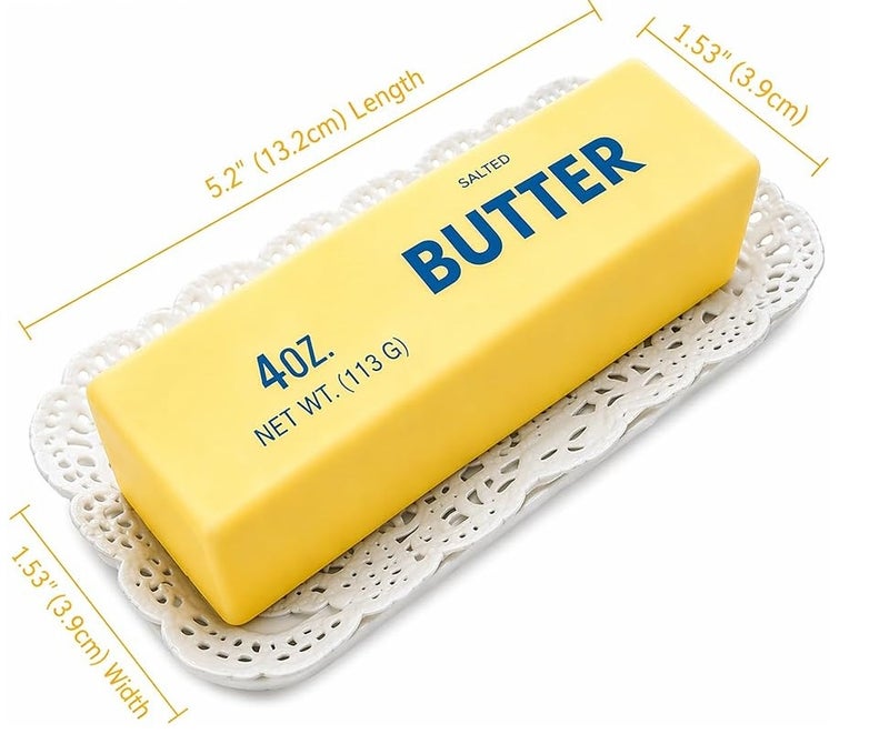 QITAI Soft Butter Block Squishy Toy, Slow Rebound Stress Relief Squeeze Toy, Cute 4oz Butter Shaped Fidget Toy for Anxiety Relief, Silicone Squishy Vent Toy for Kids & Adults - Image 2
