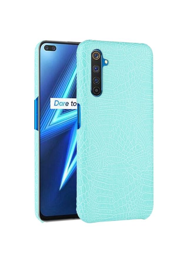 HuHa جراب لهاتف Realme 6 Pro مقاوم للصدمات مصنوع من جلد التمساح PC + PU باللون الأخضر الفاتح 