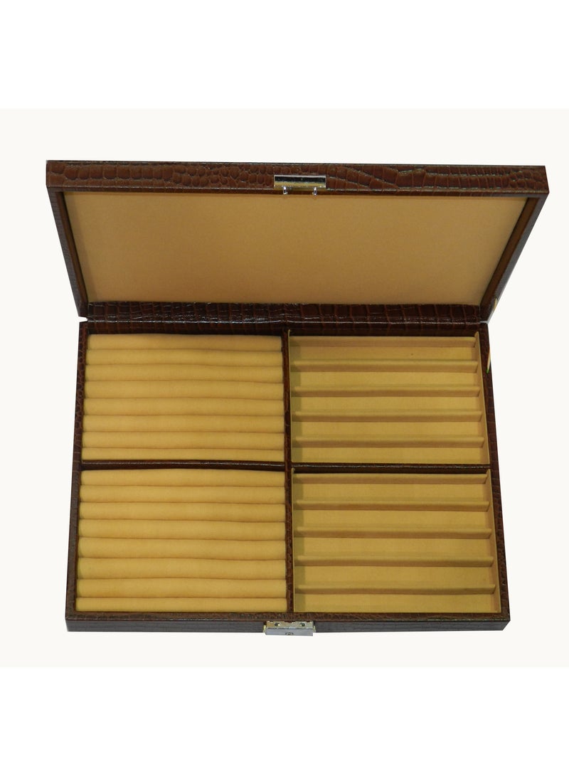 LAVERI LEATHER Laveri 10 Piece Genuine Leather Pen  Case Storage and Fountain Pen , Chain, Braslets ,Ring And Cufflinks Organizer Box with Key Lock  - Image 3