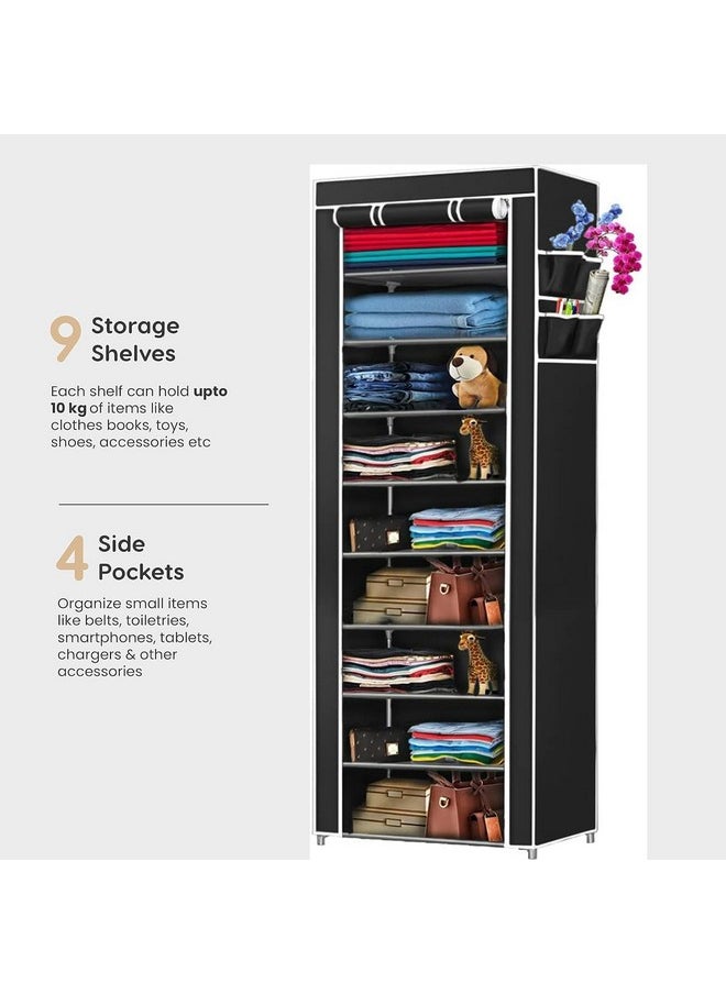 YouCopia Collapsible Wardrobe 9 Shelves Storage Clothes Storage Rack Quick Wardrobe/Cabinet/Multipurpose Storage Rack, Foldable, Collapsible Fabric Organizer (Black) - pzsku/ZB23A22C6A7AF377EBC72Z/45/_/1740982959/4fc22270-1f9a-4926-ac85-9434dbec43cd