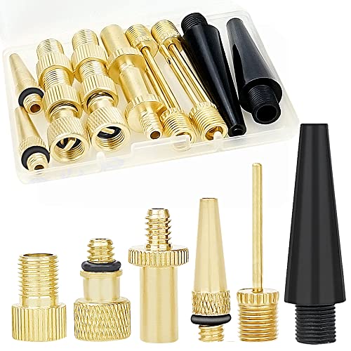 PinbWD Hyacinth 16PCS Premium Brass Presta and Schrader Valve Adapter, Bike Tire Valve Adapters, Ball Pump Needle, Adapters Kit as Inflation Devices and Accessories fit for Standard Pump or Air Compressor - Image 1
