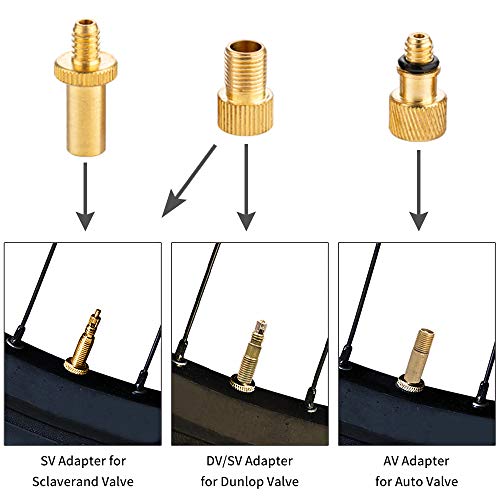 PinbWD Hyacinth 16PCS Premium Brass Presta and Schrader Valve Adapter, Bike Tire Valve Adapters, Ball Pump Needle, Adapters Kit as Inflation Devices and Accessories fit for Standard Pump or Air Compressor - Image 2