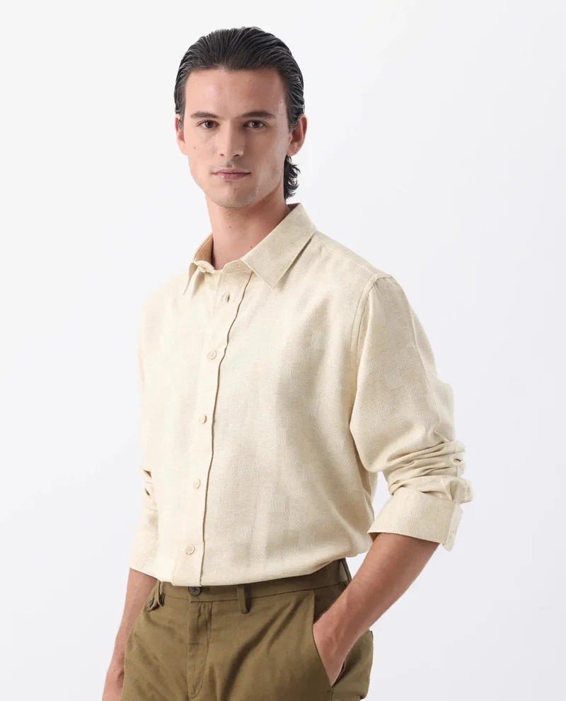 Rare Rabbit Men's Linen Blend Checked Shirts