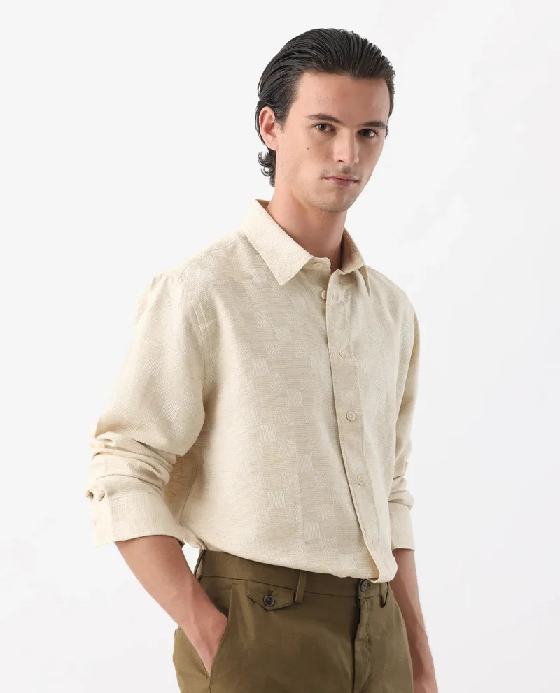 Rare Rabbit Men's Linen Blend Checked Shirts