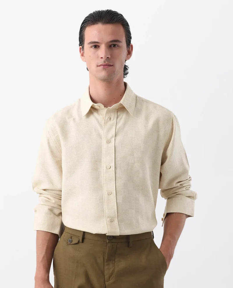 Rare Rabbit Men's Linen Blend Checked Shirts
