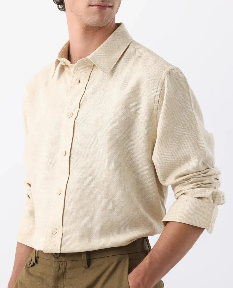 Rare Rabbit Men's Linen Blend Checked Shirts