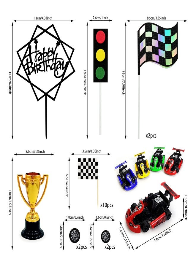 KEEPARTY Racing Car Cake Decoration Car Cake Topper Happy birthday Card Inserted for Kids Racing Theme Birthday Supplies Cars Party Favors - Image 2