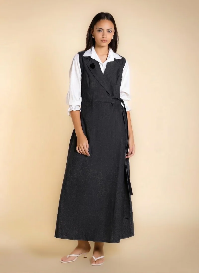 شايبس MAXI DENIM DRESS WITH BELT