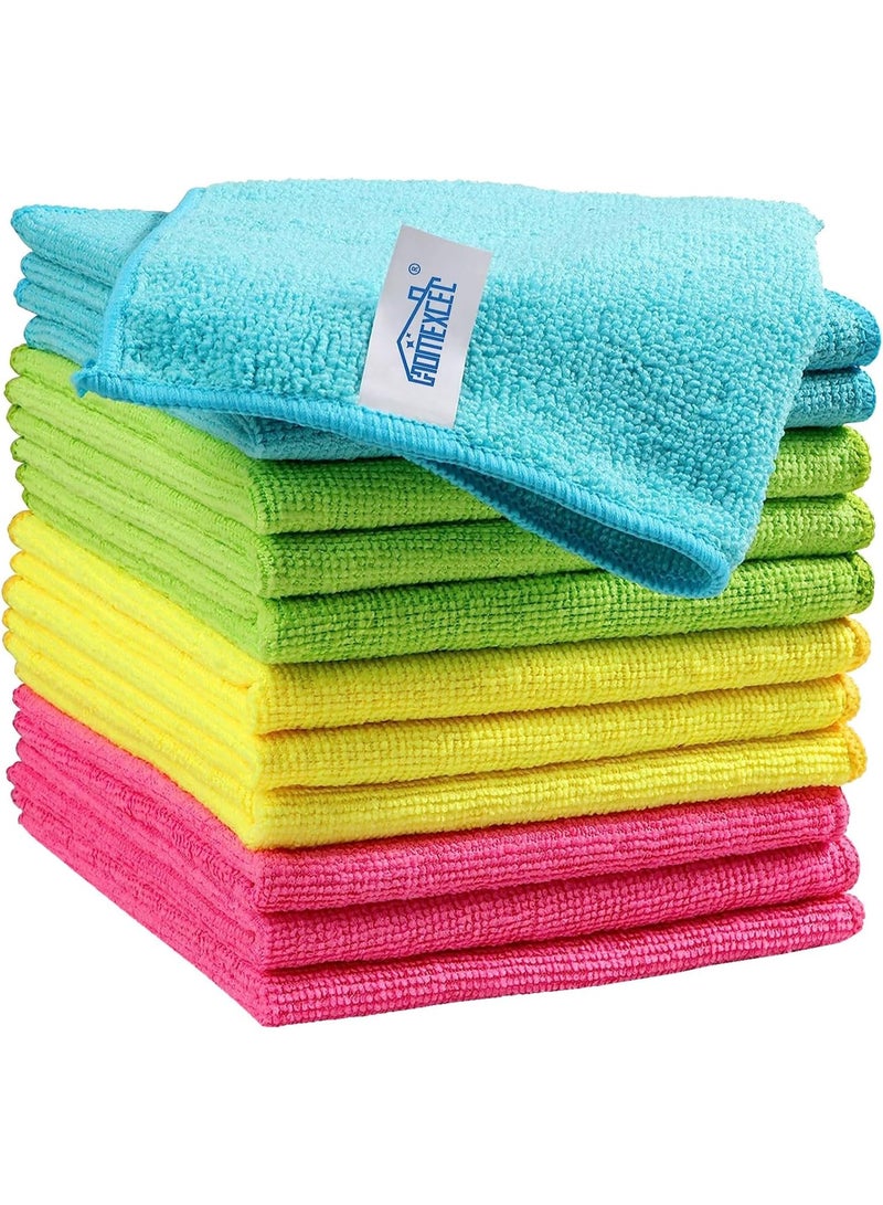 HOMEXCEL HOMEXCEL Microfiber Cleaning Cloth,12 Pack Cleaning Rags, Cleaning Towels with 4 Color Assorted, 11.5"X11.5"(Green/Blue/Yellow/Pink) - Image 1