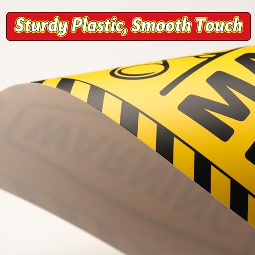 EliteSign 2 Pcs Wall Art Poster Caution Master Builder at Work, Vinyl Building Block Caution for Boys Room Décor, Fun Design Poster for Kids, Playful Room Decorations Stickers Included - Image 2