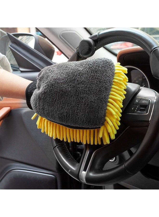 Aknzlmed Car Wash Mitt Microfiber, 1 Pcs, Thickened Waterproof Coral Fleece (Double-sided), Deluxe Chenille with Waterproof Inner for Car Washing Home Cleaning - Image 5