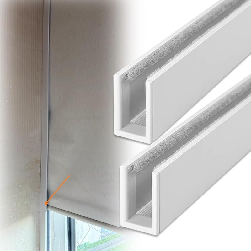U Shape Durable Window Shading Strips, Curtain Gap Blackout Strips White, Aluminum Alloy Light Blocker for Blinds, Privacy Preserving Light Blockers(White-4 Packs,46 in (116.8 cm)) - Image 1
