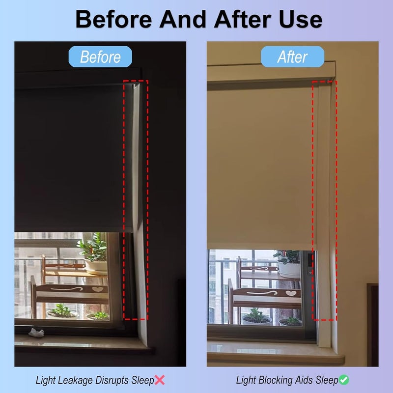 U Shape Durable Window Shading Strips, Curtain Gap Blackout Strips White, Aluminum Alloy Light Blocker for Blinds, Privacy Preserving Light Blockers(White-4 Packs,46 in (116.8 cm)) - Image 4