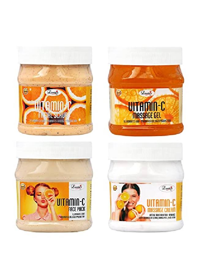 LUSTER Vitamin C Facial Kit | Vitamin C Facial Scrub | Vitamin C Massage Cream | Vitamin C Massage Gel | Vitamin C Face Pack | Vitamin C Facial Kit For Women Men 500 Ml (Pack Of 4) - Image 2