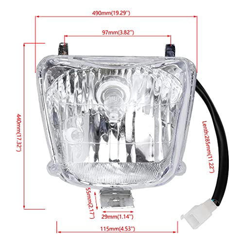FVRITO 12V Front Head Light Lamp and Rear Brake Tail light for 50cc 70cc 90cc 110cc 125cc Taotao 110B Coolster 3050C Vitacci HAWK Peace Roketa Sunl BMS RPS Raider 6 ICEbear Chinese Quad ATV 4 Wheeler - Image 4