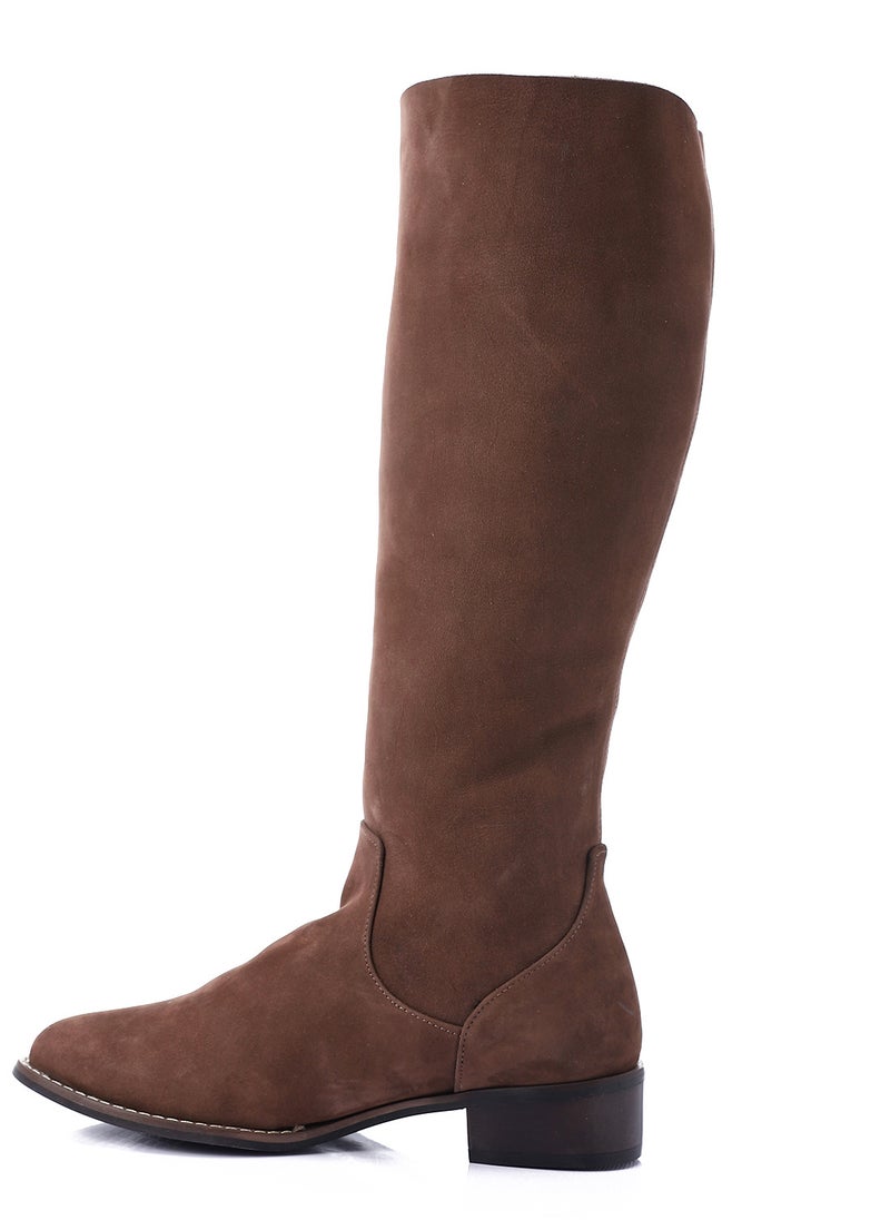 Mr.joe Burnette Brown Side Snap Buttons Knee High Boots For Women  - Image 4
