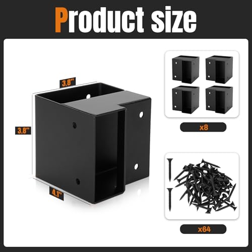 Fuceter Heavy Duty Workbench Bracket Kit, 8 PCS Workbench Corner Brackets, 3-Way Right Angle Corner for DIY Work Table for 2x4 (Actual 1.5"x3.5") Wood - Black - Image 5
