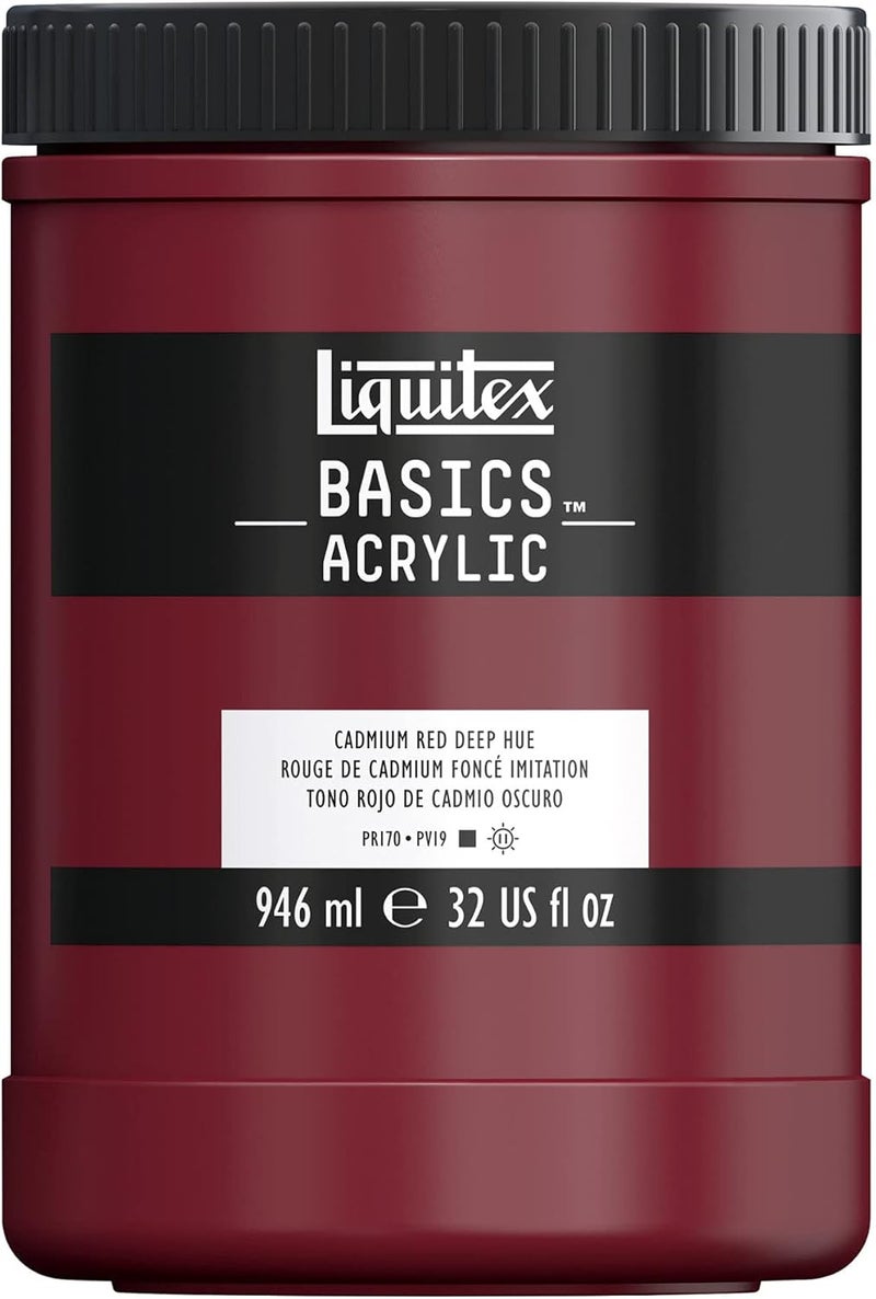 Liquitex دهان أكريليك ليكويتكس باسيكس - أحمر كادميوم عميق، 32 أونصة (946 مل) جرة - Image 1