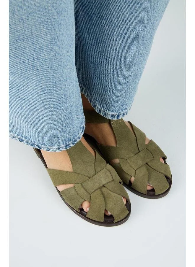 Manijero  Lolie Women's Real Leather Caged Khaki Sandal. for Women | Best Price UAE