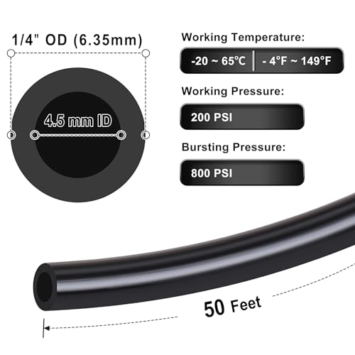 LokoCar Nylon Air Line 50ft 14 OD Pneumatic Nylon Tube DOT Approved SAE J844 Airline For Air Brake Tubing or Fluid Transfer Black - Image 3