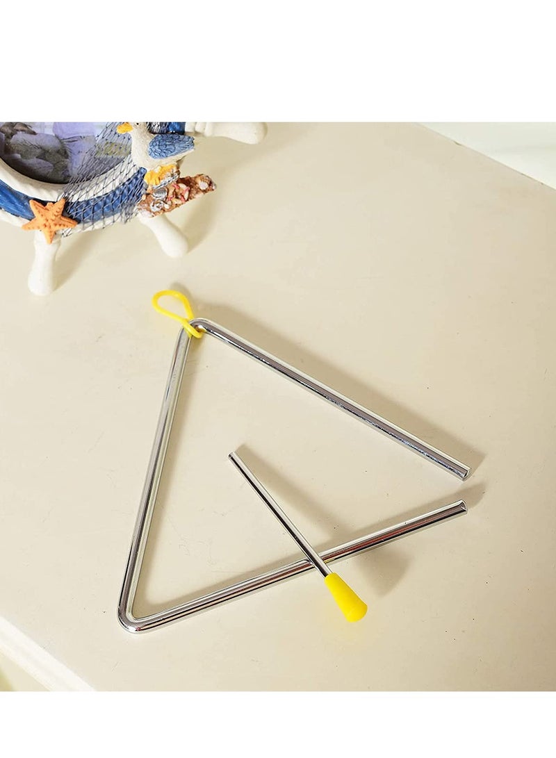 SYOSI Musical Steel Triangle Percussion Instrument with Striker for Adults Kids Steel Triangle Dinner Bell Small Instruments with Striker 8 Inch  - Image 5