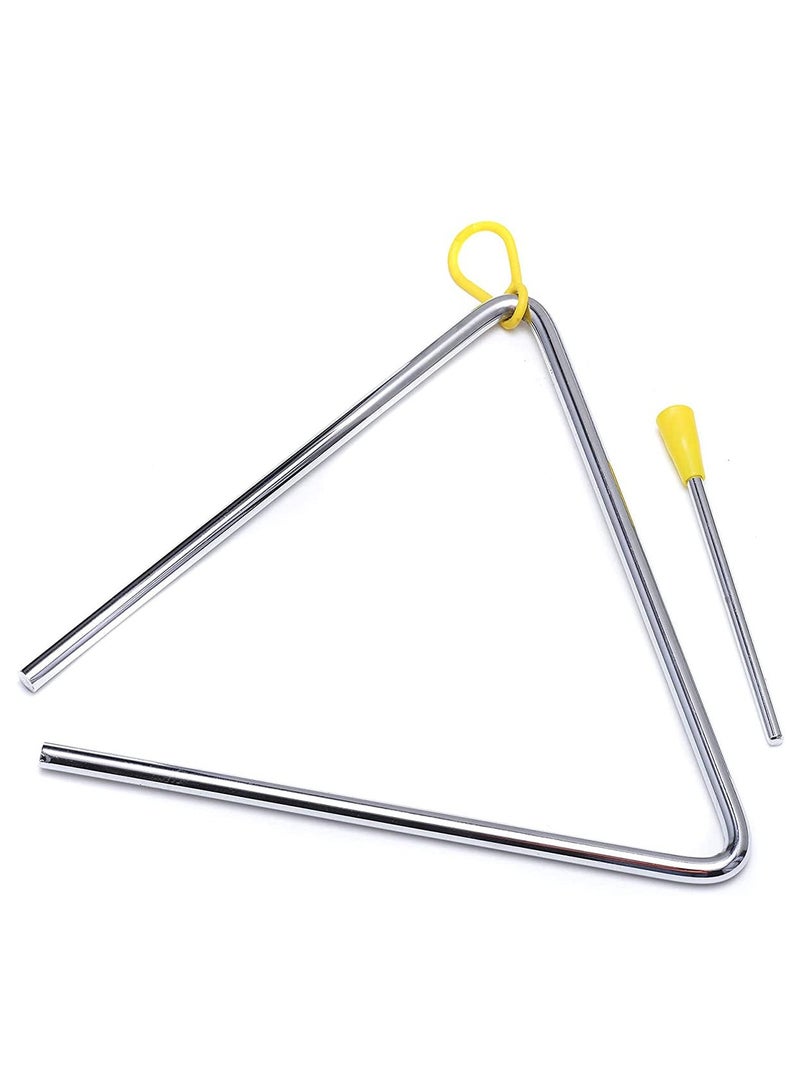 SYOSI Musical Steel Triangle Percussion Instrument with Striker for Adults Kids Steel Triangle Dinner Bell Small Instruments with Striker 8 Inch  - Image 3