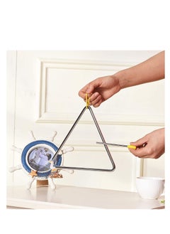 SYOSI Musical Steel Triangle Percussion Instrument with Striker for Adults Kids Steel Triangle Dinner Bell Small Instruments with Striker 8 Inch  - Image 2
