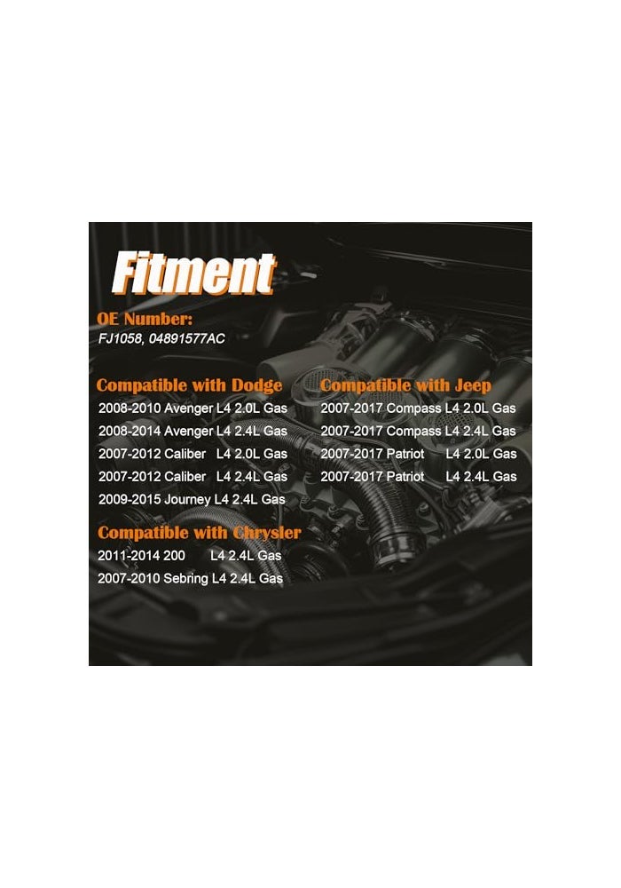 YIHOVY Upgraded Fuel Injectors FJ1058 fit for Jeep Compass Patriot 20072017 fit for Dodge Journey Avenger Caliber 20072015 fit for Chrysler 200 Sebring 20072014 L4 24L Gas 04891577AC 4 - Image 3