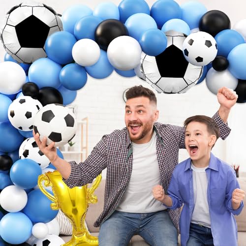 REDWORD Soccer Birthday Party Decorations, 97Pcs Soccer Party Decorations with Balloons Happy Birthday Backdrop Soccer Tablecloth and Cake Toppers for Soccer Party Supplies - Image 5