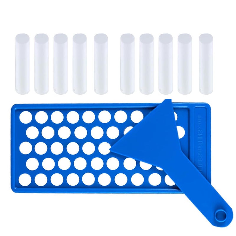 RONRONS Lip Balm Crafting Kit Professional Blue Lip Balm Filling Tray and Spatula with 50 Pieces White Empty Lip Balm Tubes for Handmade DIY Making Natural Lip Balm Bussiness