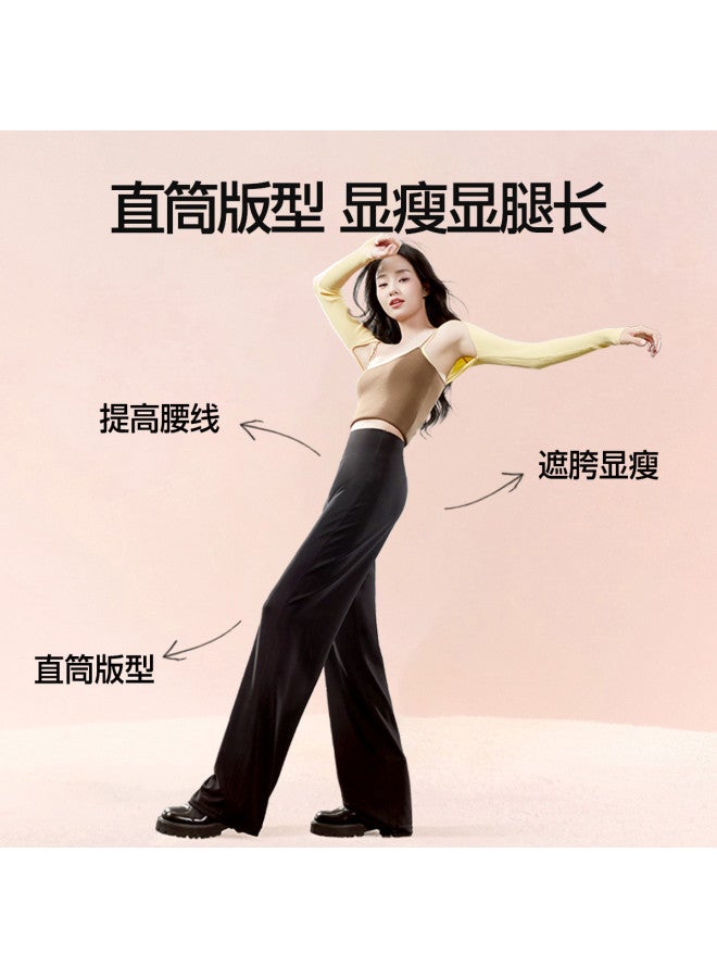 SIINSIIN Ju Jingyi Same Style Wide-Leg Pants Straight Pants Autumn Winter Women High-End Sense High-Waist Tummy Control Commuter Shark Casual Pants - Image 3
