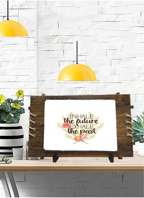 Protective Printed White Rectangle Shape Marble Photo Frame for Table Top Inhale The Future Exhale The Past