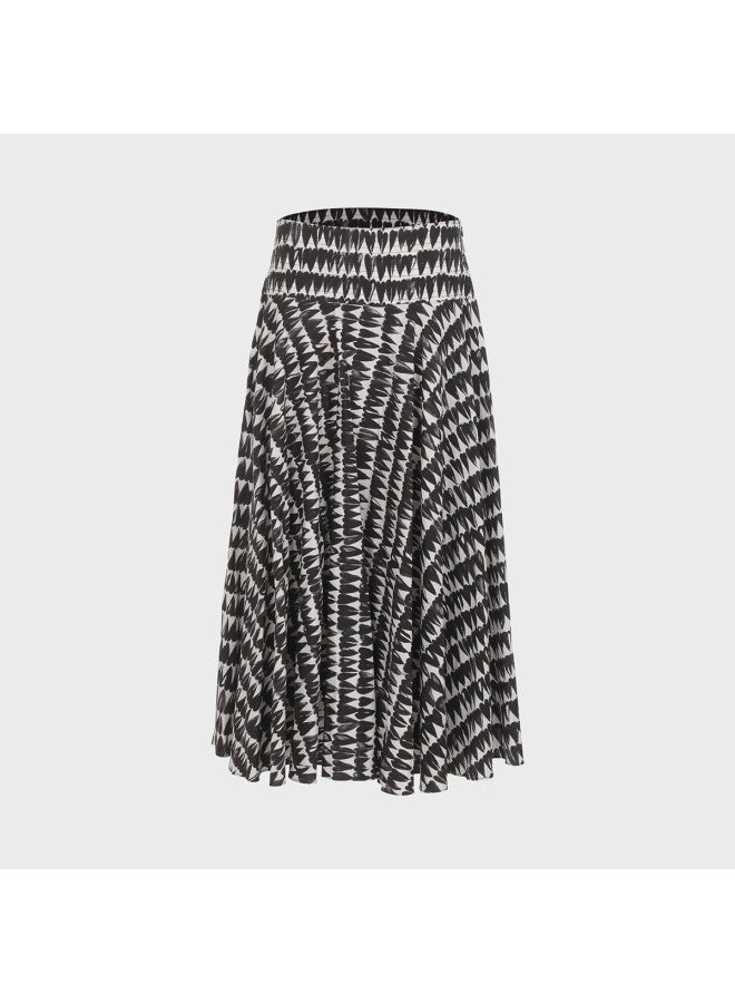 Zara high-end Printed Flared A-line Midi Skirt With Structured Silhouette For Urban Leisure - Image 2
