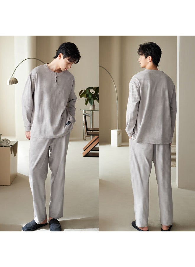 XULEN Xuanliang Casual Men's Spring Autumn Pure Cotton Long Sleeve Knitted Pajama Set Light Sportswear Homewear - Image 2