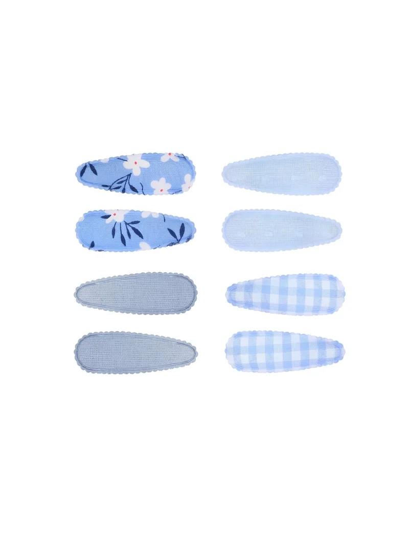 Girls Colorful Snap Hair Clips | Soft Metal Hair Barrettes for Kids, Cute Hair Accessories for Everyday Wear & Special Occasions- Blue 8 Pieces
