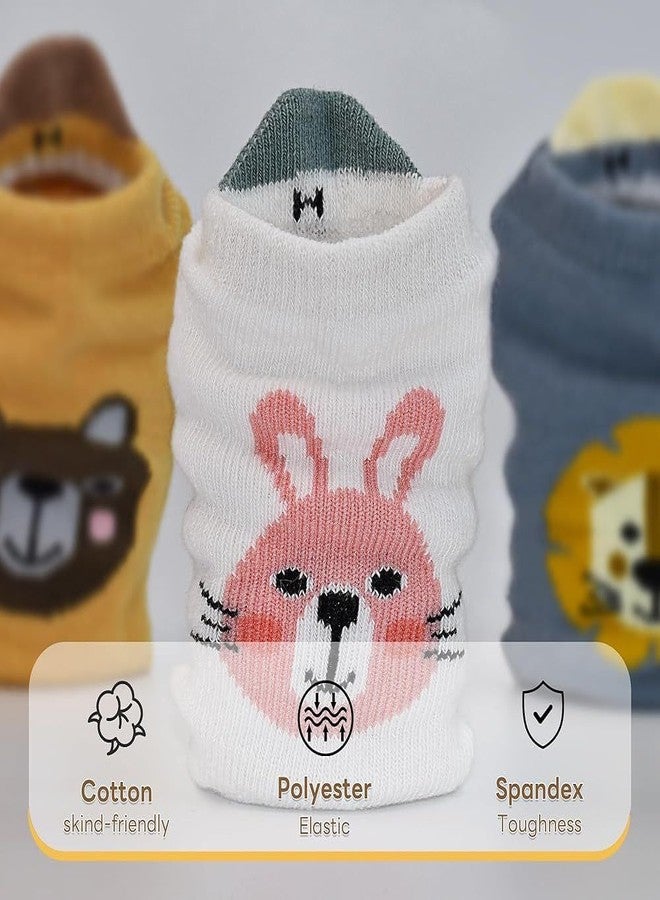 JAMBUVANTI 5 Pairs Baby Non‑Slip Socks with Grippers, Anti Skid Cotton Ankle Socks for Infants & Toddlers, Soft Breathable Kids Cartoon Floor Ankle Non Slip Socks. - Image 3