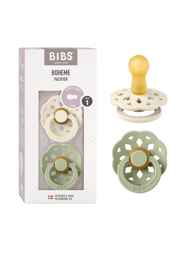 بيبس لهايات BIBS - مجموعة بوهيم | حلمة دائرية خالية من مادة BPA | مطاط لاتكس طبيعي | صُنع في الدنمارك | طقم من لهايتين فاخرتين بلون عاجي/رمادي فاتح | مقاس من 0 إلى 6 أشهر - Image 1