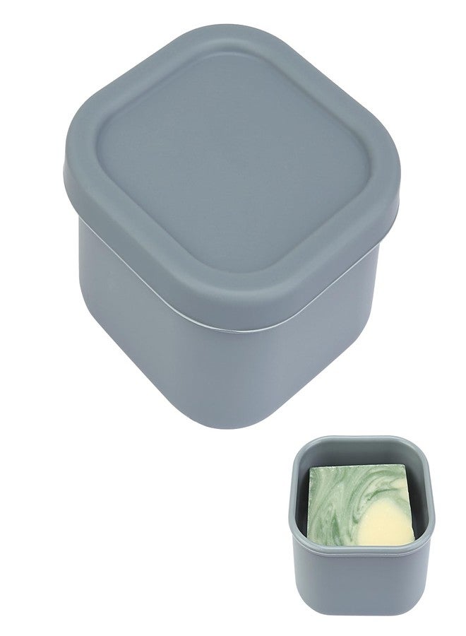 PUTING Square Travel Soap Case, Bar Soap Holder for Dr Squatch, Silicone Soap Case with Soap Saver, Portable Shampoo Bar Soap Box for Shower, Travel, Camp(Cement Gray) - Image 1