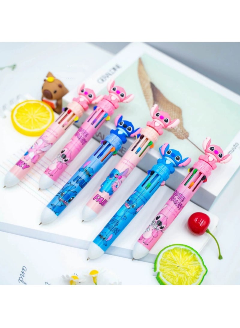 Disney Disney Stitch 10-Color Pen with Silicone Charm - Cute Long-Eared Star Baby Stitch Stylus Pen | Collectible Multi-Color Writing Tool  - Image 3