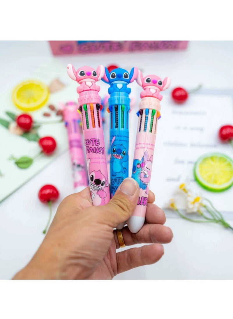 Disney Disney Stitch 10-Color Pen with Silicone Charm - Cute Long-Eared Star Baby Stitch Stylus Pen | Collectible Multi-Color Writing Tool  - Image 4