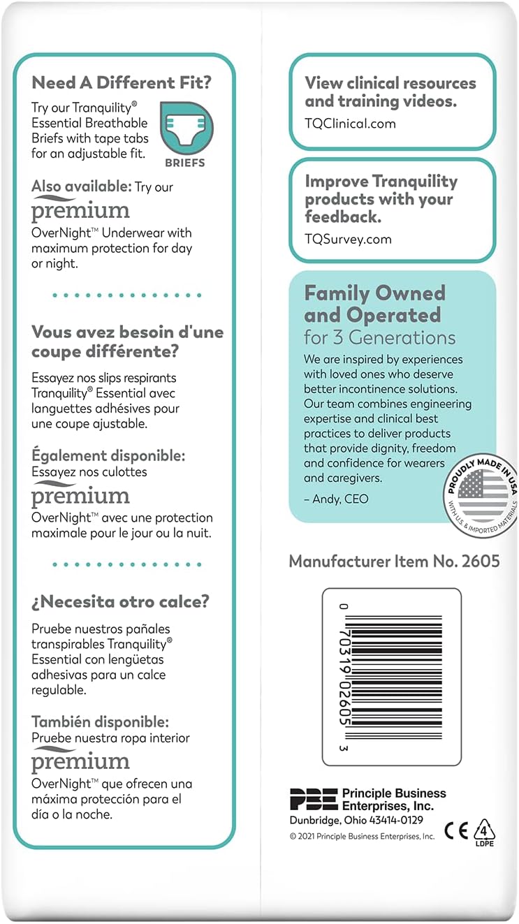 Select Tranquility Essential Adult Absorbent Underwear Pull On with Tear Away Seams Heavy Absorbency Medium 3448 20 ct Pack of 4 - Image 4