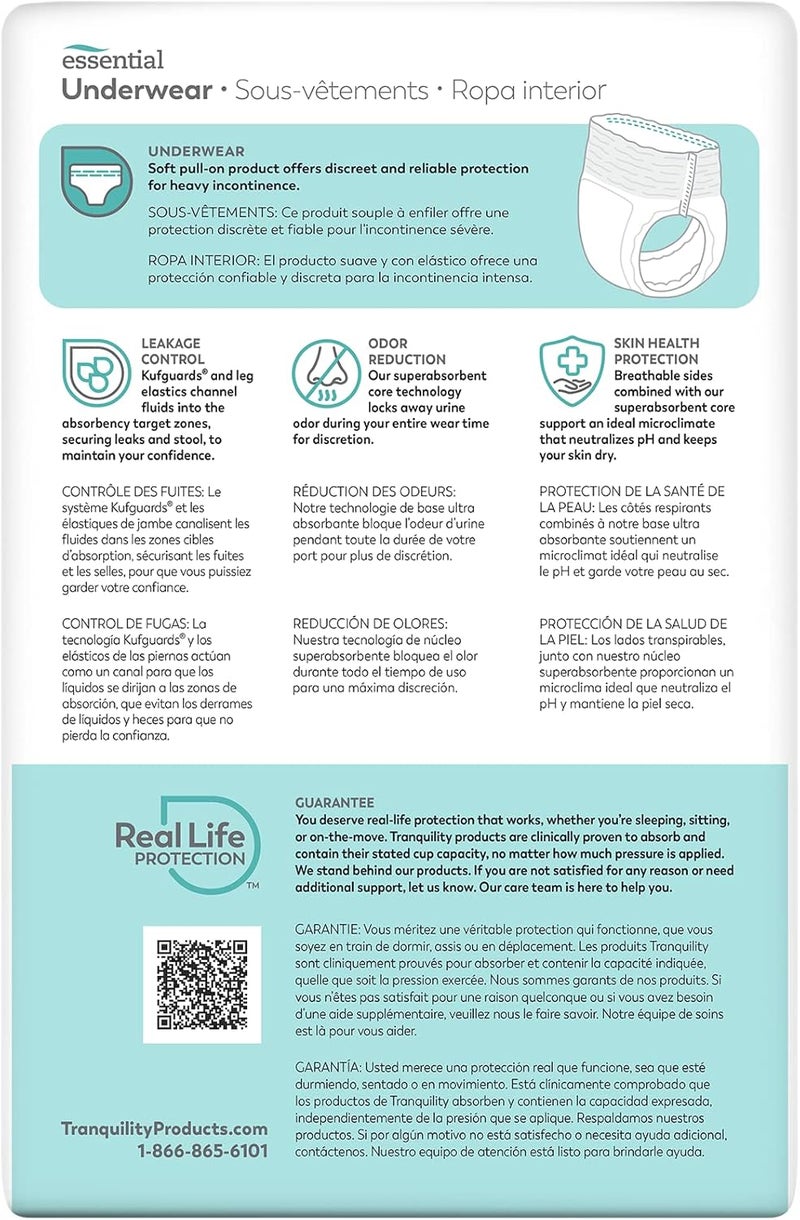 Select Tranquility Essential Adult Absorbent Underwear Pull On with Tear Away Seams Heavy Absorbency Medium 3448 20 ct Pack of 4 - Image 3