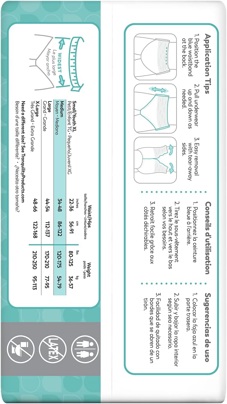 Select Tranquility Essential Adult Absorbent Underwear Pull On with Tear Away Seams Heavy Absorbency Medium 3448 20 ct Pack of 4 - Image 5