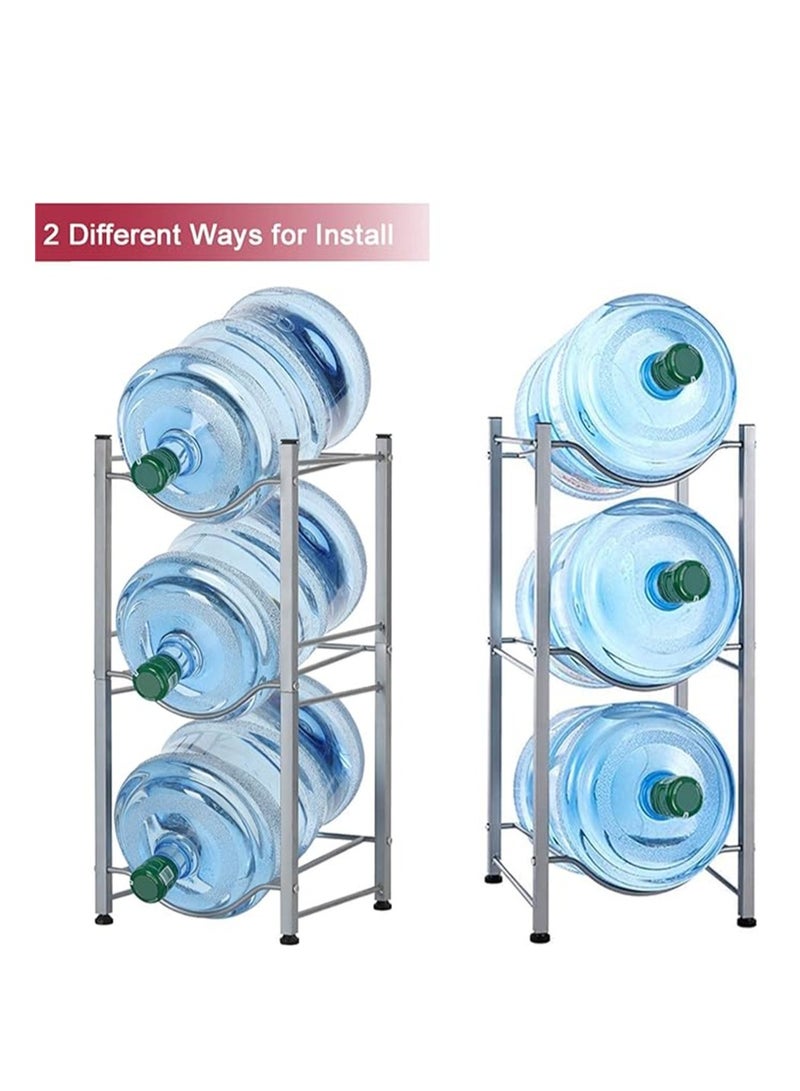 3 Bottles Storage Rack 3 Tier Reinforced Carbon Steel Heavy Duty Water Cane Jug Holder Cooler Organizer Shelf for Home Kitchen Office Garages Restaurant Gym Stand Shelves  - Image 3