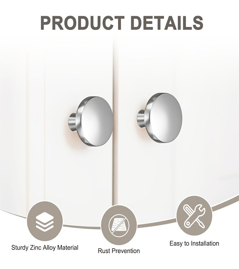 Set Of 2 Brushed Satin Cabinet Knobs Round Modern Handles For Dresser Drawers Office Kitchen Bathroom - Image 4